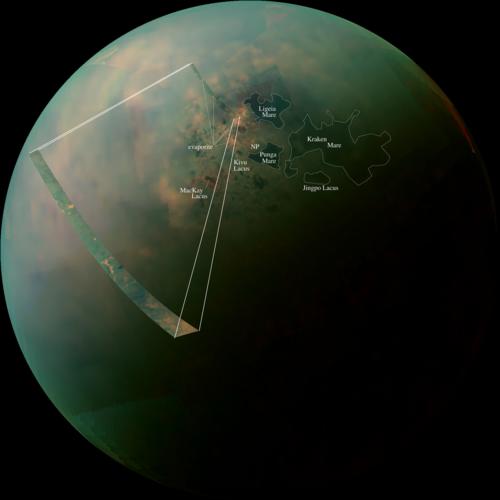 Titan's Northern Lakes: Salt Flats? (Annotated version) Photo Credit: NASA
