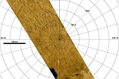Radar Images Titan's South Pole Photo Credit: NASA