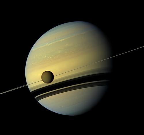 Titan and Saturn Photo Credit: NASA