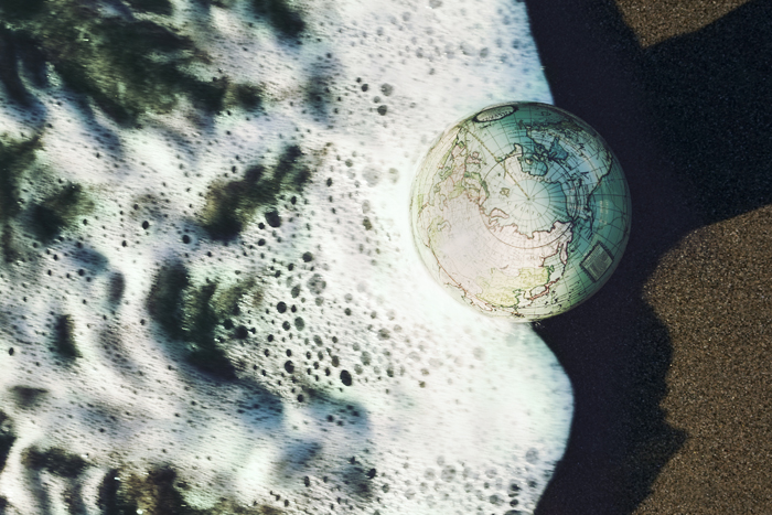 antique terrestrial geen mova globe with ocean