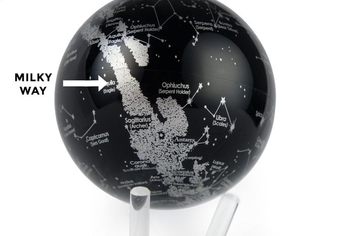 Constellations MOVA Globe with the Milky Way pointed out