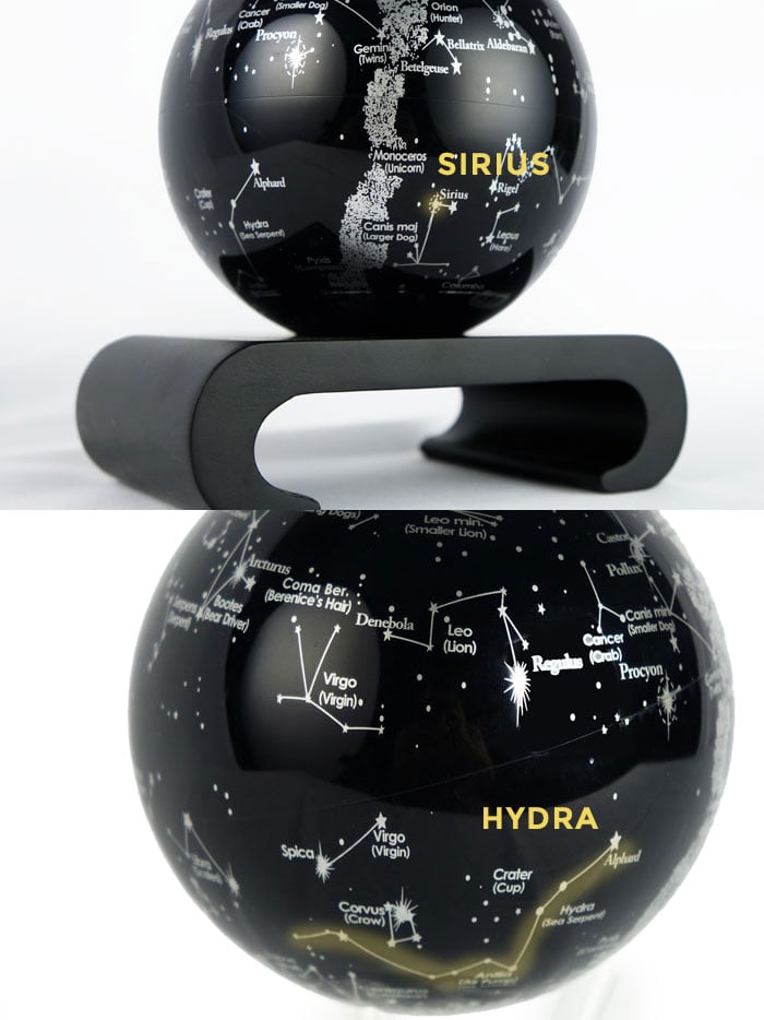 Constellations MOVA Globe with Sirius and Hydra highlighted