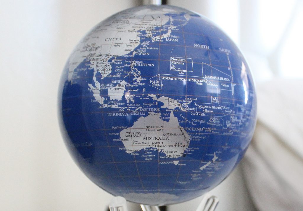 London Harness, Mova Globe 6 Blue Relief Map with Acrylic Base