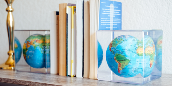 Relief map mova globe cubes as bookends